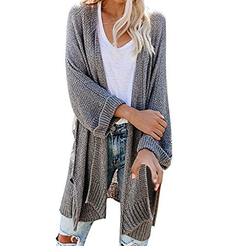 Pullover Damen, Strickjacke Damen Lang Grobstrick Strickmantel Strickcardigan Lange Herbst Winter Oversize Lässiges Strick Langarm Cardigan Open Front Outwear Sweater mit Tasche von Generic