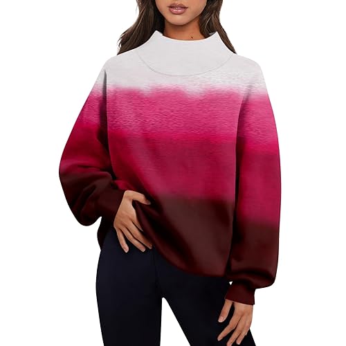 Pullover Damen, Sweatshirt Damen Modische Hoodies & Sweatshirts Pullover Fall Sweatshirts Für Damen Kuschelpullover Winterpullover Pullover Elegant Weiß Schwarz Langer Pullover (Rosa,XL) von Generic