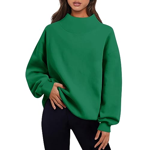 Pullover Damen, Sweatshirt Damen Oversize Pullover Herbst Kaschmir Pullover Damen Pärchen Cashmere Festliche Stitch Rollkragenpullover Schwarze Pullover Damen Rollkragenpullover (Grün,3XL) von Generic