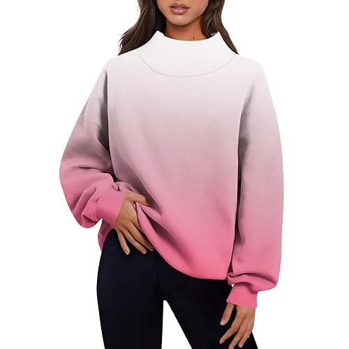 Pullover Damen, Sweatshirt Damen Oversize Street One Pullover Winterpullover Damen Warm Pulloverkleid Pullover & Strickjacken Für XXL Kuschelpullover Schwarze Weiß Pullover Gestreift (Rosa,XL) von Generic