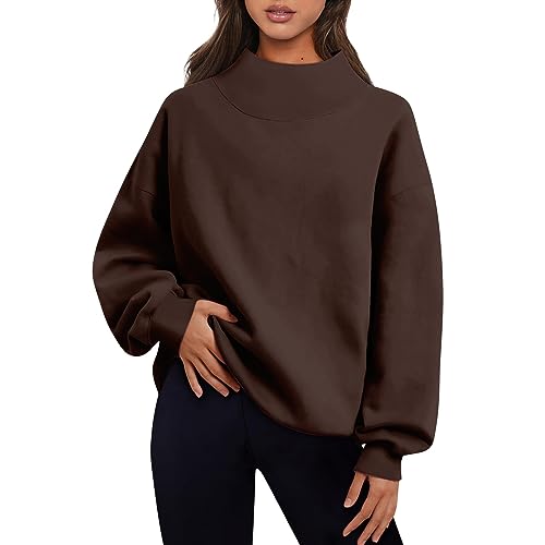 Pullover Damen, Sweatshirt Damen Oversized Pullover & Strickjacken Für Sweatshirts Für Damen Kuschelpullover Winterpullover Dicker Pullover Long Langarm Beheizbare Pullover Oversize (Kaffee,L) von Generic