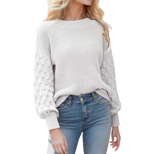 Pullover Damen Elegant, Blusenshirt Langarm|Strickpullover Damen Bluse mit Puffärmel Rundhals Stricken Rundhals Winter Grobstrickpullover Herbst Sweatshirt Warmer Oberteile Schwarz für Frauen Pullover Damen Elegant, Blusenshirt Langarm|Strickpullover Damen Bluse mit Puffärmel Rundhals Stricken Rundhals Winter Grobstrickpullover Herbst Sweatshirt Warmer Oberteile Schwarz für Frauen von Generic