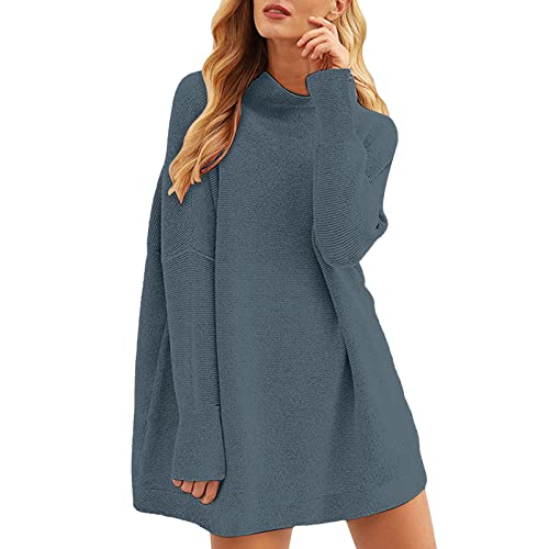 Pullover Damen Elegant, Lange Winterpullover Einfarbig Strickpullover Winterkleid Damen Winter Lässiges Oversize Pulli Sweater Elegant Longpullover Langarm Sweatshirt Strickpulli von Generic
