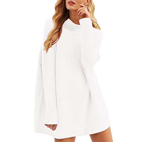 Pullover Damen Elegant, Lange Winterpullover Einfarbig Strickpullover Winterkleid Damen Winter Lässiges Oversize Pulli Sweater Elegant Longpullover Langarm Sweatshirt Strickpulli von Generic