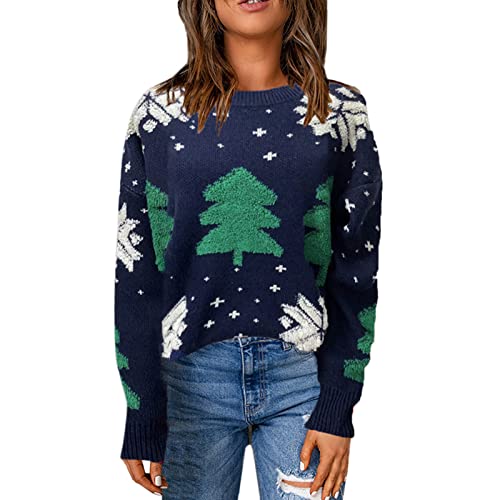 Pullover Damen Elegant, Weihnachtspullover Damen Weihnachten Rollkragenpullover Pullover Strickpullover Schneeflocke Winter Langarm Pulli Weihnachtsbaum Strickpulli Elegant Oberteile von Generic
