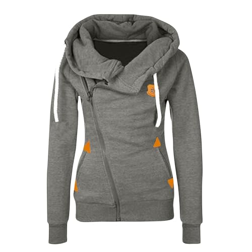 Pullover Damen Herbst Hoody Einfarbig Langarm Mit Reißverschluss Winter Pulli Sweatjacke Zipper Hoodies von Generic