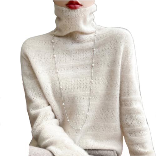 Pullover Damen Herbst Pullover Damen Lang Crop Pullover Damen Pullover Damen Oversize Strickpullover Damen Lang Pullover Weiß Damen Z03 Beige L von Generic