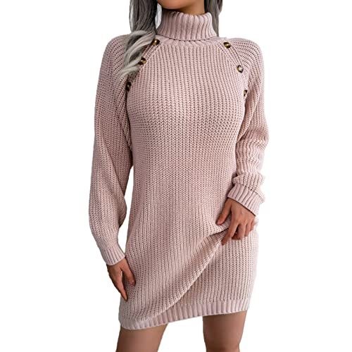 Pullover Damen Lange Rollkragenpullover Winterpullover Einfarbig Strickpullover Oversize Winter Lässiges Pulli Sweater Langarm Sweatshirt Strickpulli Elegant Longpullover von Generic
