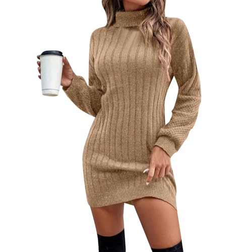 Pullover Damen Lange Rollkragenpullover Winterpullover Einfarbig Strickpullover Oversize Winter Lässiges Pulli Sweater Langarm Sweatshirt Strickpulli Elegant Longpullover von Generic