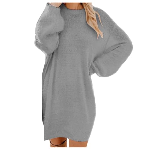 Pullover Damen Longpullover Damen Oversize Sweatshirt-Kleid Lose Langarm Winterkleid mit Fledermaus, Warme Pulloverkleid SchöNe Pullis BeiläUfige Rundhals Elegante Pullover Modische Shirtkleid von Generic