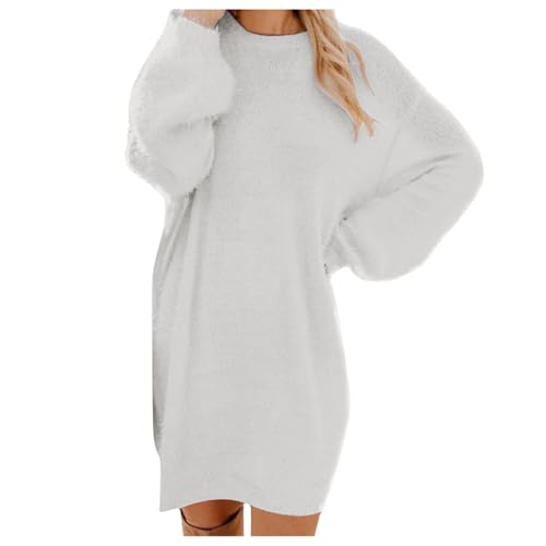 Pullover Damen Longpullover Damen Oversize Sweatshirt-Kleid Lose Langarm Winterkleid mit Fledermaus, Warme Pulloverkleid SchöNe Pullis BeiläUfige Rundhals Elegante Pullover Modische Shirtkleid von Generic