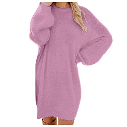 Pullover Damen Longpullover Damen Oversize Sweatshirt-Kleid Lose Langarm Winterkleid mit Fledermaus, Warme Pulloverkleid SchöNe Pullis BeiläUfige Rundhals Elegante Pullover Shirtkleid Sweater Tops von Generic