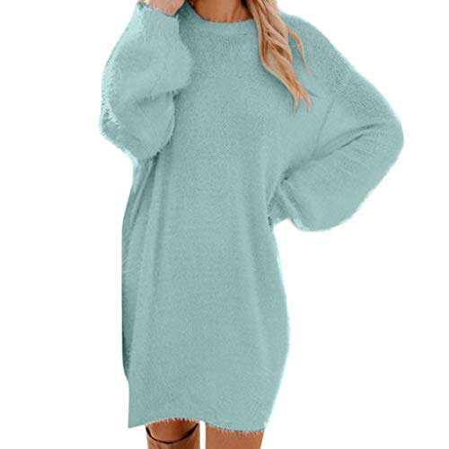 Pullover Damen Longpullover Damen Oversize Sweatshirt-Kleid Lose Langarm Winterkleid mit Fledermaus, Warme Pulloverkleid SchöNe Pullis BeiläUfige Rundhals Elegante Pullover Shirtkleid Sweater Tops von Generic