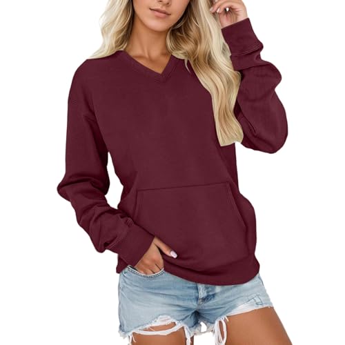 Pullover Damen Oversize Sweatshirt Elegant Langarmshirt Ohne Kapuze Basic V-Ausschnitt Langarm Freizeit Oberteil Winter Pulli Casual Basic Sport Streetwear Tops Pullover Damen Oversize Sweatshirt Elegant Langarmshirt Ohne Kapuze Basic V-Ausschnitt Langarm Freizeit Oberteil Winter Pulli Casual Basic Sport Streetwear Tops von Generic