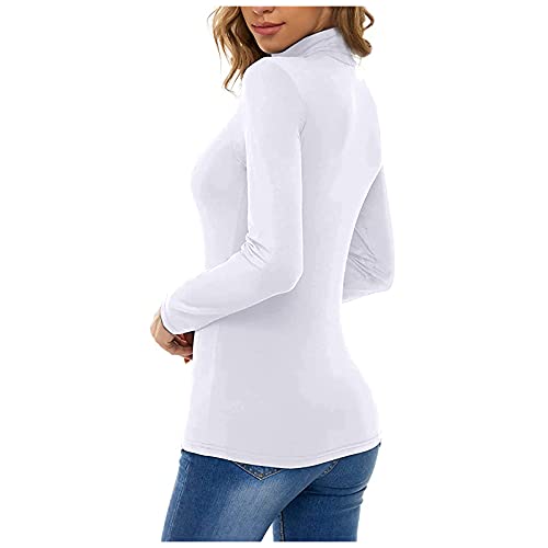 Pullover Damen Rollkragen Langarmshirt Basic Shirt Herbst Winter Warme Oberteil Stretch Bluse Slim Fit Sweatshirt 2022 Neu Top für Frauen Mädchen von Generic