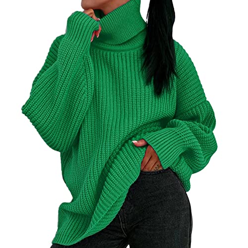 Pullover Damen Rollkragenpullover Damen Winter Warm Oversized Strickpullover Lose Rollkragen Pullover Weich Grobstrickpullover Herbst Winter Elegant Einfarbig Strickpulli Langarm Oberteile von Generic