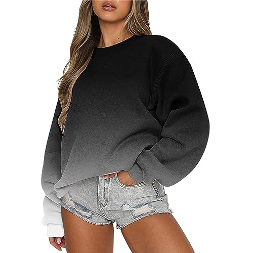 Pullover Damen Streifen Oversize Pullover Langarm Herbst Rundhals Sweatshirt Y2K Oberteile von Generic