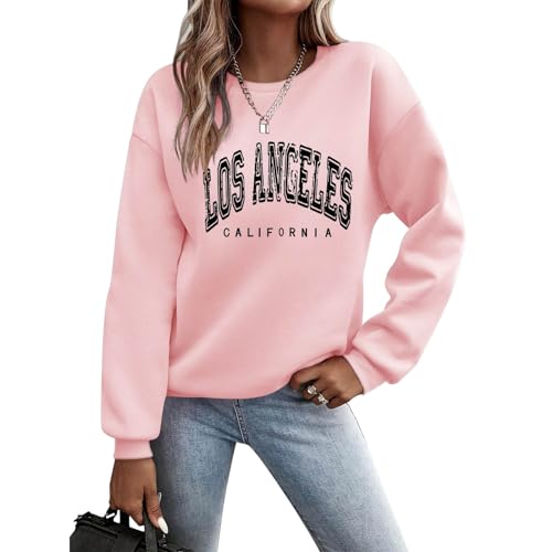 Pullover Damen Sweatshirt Briefe Drucken Langarm Rundhals Pulli Herbst Winter Frauen Buchstaben Druck Locker Casual Oberteil Sport Streetwear Sweatshirts ohne Kapuze Bluse Tops von Generic