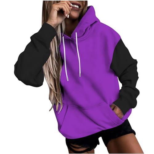 Pullover Damen Winter Langarm Hoodies Mode Patchwork Kapuzenpullover Block Farbe Streetwear Kordelzug Kapuze Sweatshirt Outdoor Freizeit Kapuzenpulli mit Taschen Sportlich Oberteile Damenpullover Pullover Damen Winter Langarm Hoodies Mode Patchwork Kapuzenpullover Block Farbe Streetwear Kordelzug Kapuze Sweatshirt Outdoor Freizeit Kapuzenpulli mit Taschen Sportlich Oberteile Damenpullover von Generic