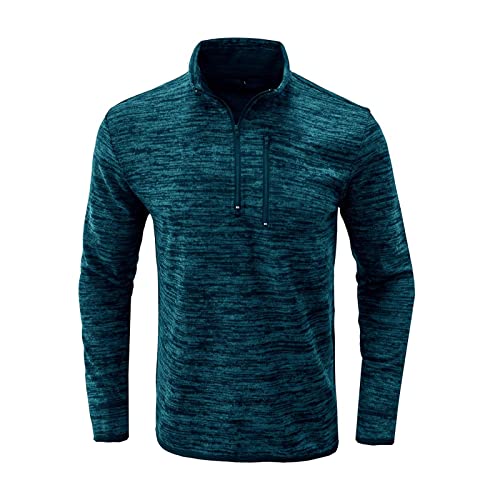 Pullover Herren, Herren Langarmshirt Sport Laufshirt 1/2 Zip Trainingsshirt Gym Jogging Top Atmungsaktiv Shirt Mit Stehkragen Sweatshirt Longsleeve Herren T-Shirts füR Herren blau S von Generic