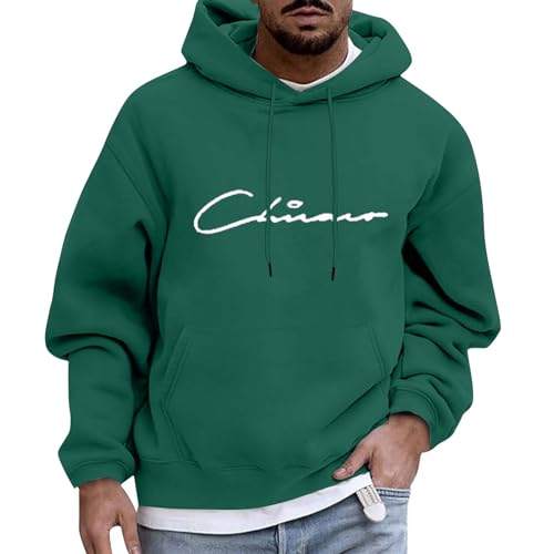 Pullover Herren Hoodie Herren Herbst Winter Buchstabenmuster Langarm Hoodie mit Taschen Lockere Langen Ärmeln Pulli für Männer Warm Pullover mit Kapuze Sport Sweatshirt Kängurutaschen Hoodie Sweater von Generic
