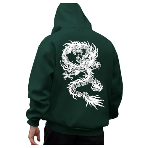 Generic Herren Hoodie Oversize mit Backprint Kapuzenpullover Y2K Langarm Streetwear Sportshirt Sweatshirt Kapuzenjacke Kapuzenpulli Sweatjacke Frühling Herbst Winter Sweatshirt für Herren Green M von Generic