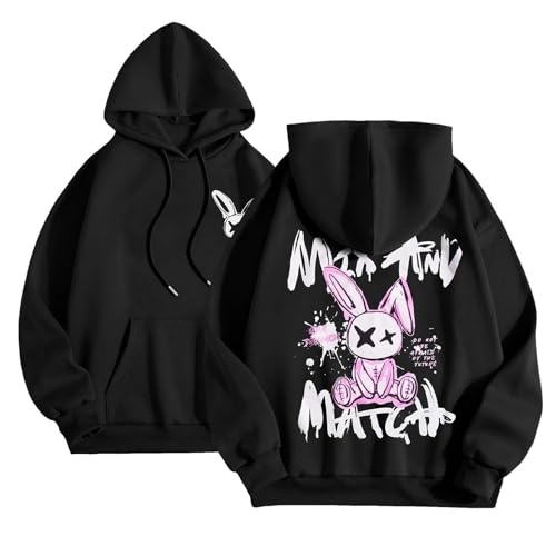 Pullover Herren Hoodie mit Backprint Pullover mit Kapuze Streetwear Hoodie Sweatshirt Winter Warm Fleece Pulli Kapuzenpullover Männer Pullover Y2k Kapuzenpulli Sweatpullover Backprint Hoodie Herren von Generic