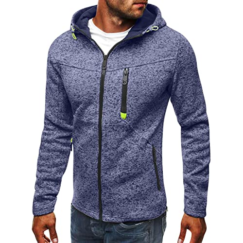 Pullover Herren Kapuzenpullover Kapuzenjacke Hoodie Sweatshirt Zip up Langarm Hoodie mit Kapuze Reißverschluss Sweatjacke Casual Sport Kapuzenpulli blau XL von Generic