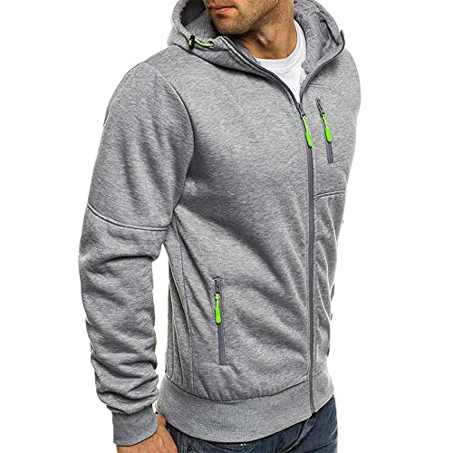 Pullover Herren Kapuzenpullover Kapuzenjacke Hoodie Sweatshirt Zip up Langarm Hoodie mit Kapuze Reißverschluss Sweatjacke Casual Sport Kapuzenpulli grau XXL von Generic