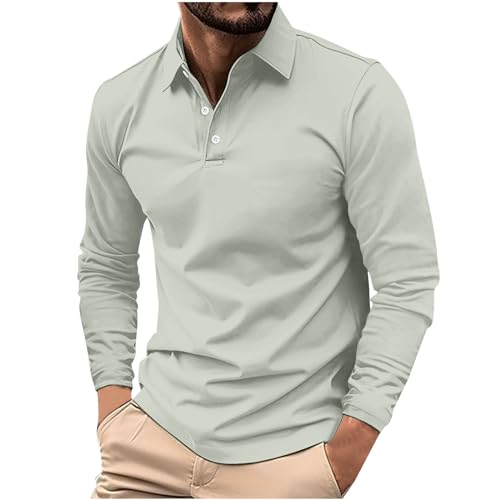 Pullover Herren Revers Knopfleiste Shirt Regular Fit Langarmshirt Langarm Poloshirt Einfarbig Arbeitspullover Große Größen Tshirt Atmungsaktive Longsleeve Sport Sweatshirt Herrenpullover Polohemd von Generic