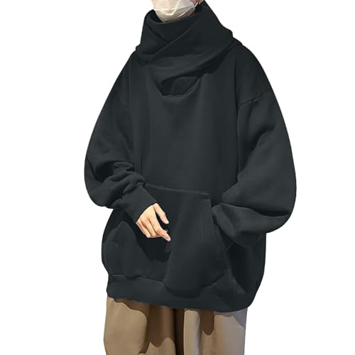 Pullover Herren Rollkragen Hoodie Sweater Hip Hop Fleece Pulli Kapuzenpullover Sweatshirt Mit Kapuze Oversize Streetwear Y2K Hoodie Urban von Generic