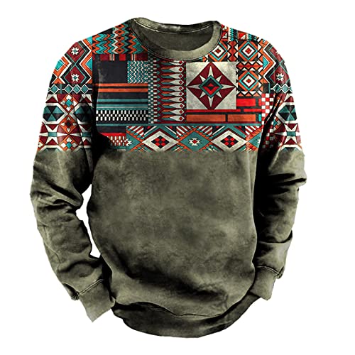 Pullover Herren Vintage Sweatshirts Indian Nation Druck Kapuzenpullover mit Kängurutasche einfarbig Sportswear Lässige Langarmshirt Streetwear Lustige Hoodies Männer Herbst Winter Western Tops von Generic