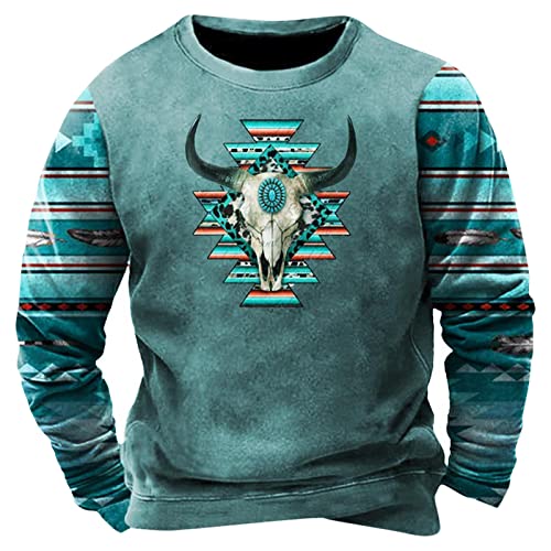 Pullover Herren Vintage Sweatshirts Indian Nation Druck Kapuzenpullover Mit Kängurutasche Einfarbig Sportswear Lässige Langarmshirt Streetwear Lustige Hoodies Männer Herbst Winter Western Tops von Generic