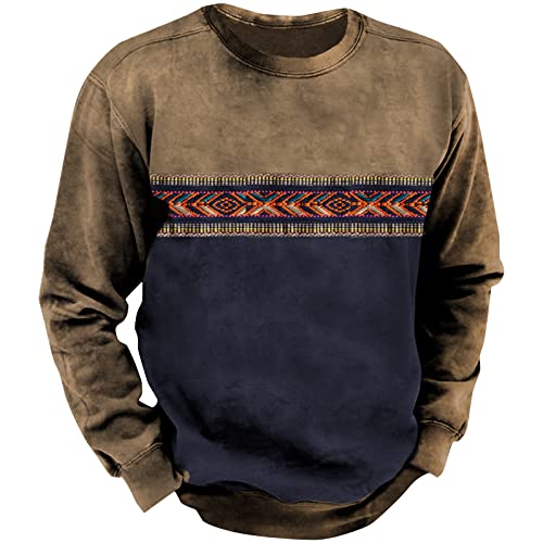 Pullover Herren Vintage Sweatshirts Indian Nation Druck Kapuzenpullover mit Kängurutasche einfarbig Sportswear Lässige Langarmshirt Streetwear Lustige Hoodies Männer Herbst Winter Western Tops von Generic