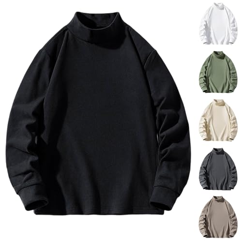Pullover Herren Winter Sweatshirt Dicke Plüsch Unterhemd Thermo Herbst Langarmshirt Warmer Langarm Arbeitspullover Einfarbige Schwergewicht Sweatjacke Bekleidung Angebote des Schwarz M von Generic