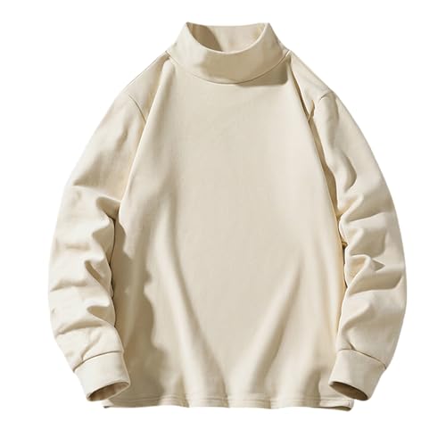 Pullover Herren Winter Sweatshirt Dicke Plüsch Unterhemd Thermo Herbst Langarmshirt Warmer Langarm Arbeitspullover Einfarbige Schwergewicht Sweatjacke Bekleidung Blitzangebote Beige 3XL von Generic
