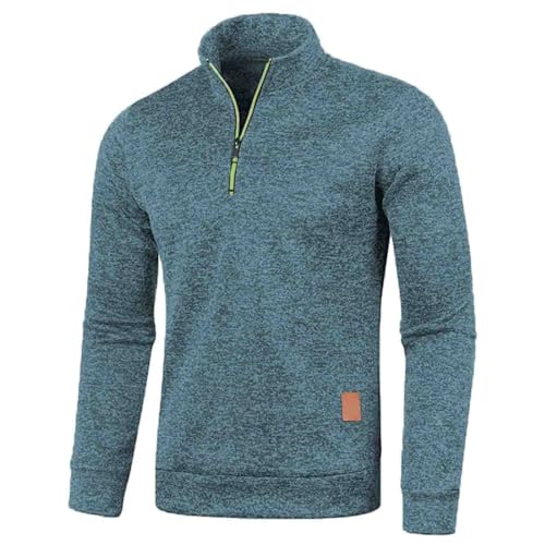 Pullover Herren Zip up Stehkragen Pullover Sweatshirt Ohne Kapuze Winter Casual Sport Langarmshirt Sweater V Ausschnitt Freizeit Slim fit Solide Basic Männer Pullover von Generic