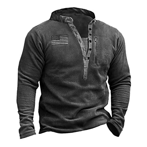 Pullover Herren ohne Kapuze Sweatshirt Herren Distressed Langarmshirt Freizeit V-Ausschnitt T-Shirts mit Knöpfe Vintage Mittelalter Hemd Pullover Herren Henley Shirt Casual Pulli mit Taschen von Generic