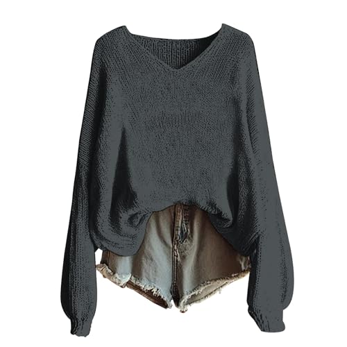Pullover Oversize Damen,Pulli Damen Senfgelb,Modische Langarm-Bluse mit Rundhalsausschnitt, Warmes Winter-Schicht-Oberteil Women 1-2-schwarz 5XL Pullover Oversize Damen,Pulli Damen Senfgelb,Modische Langarm-Bluse mit Rundhalsausschnitt, Warmes Winter-Schicht-Oberteil Women 1-2-schwarz 5XL von Generic