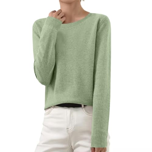 Pullover Damen Solid Colour Rundhals Strickpullover Mode Elegant Sweatshirt Lässig Slim Fit Pullover Herbst Winter Damenpullover Langarm von Generic