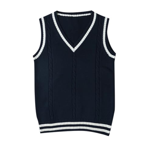 Pullunder Damen Ärmellos Strickweste V-Ausschnit Stricken Weste Strickpullunder Adretter Stil Strickpullover Stricken Weste Tank Top Strickwesten Pulli von Generic