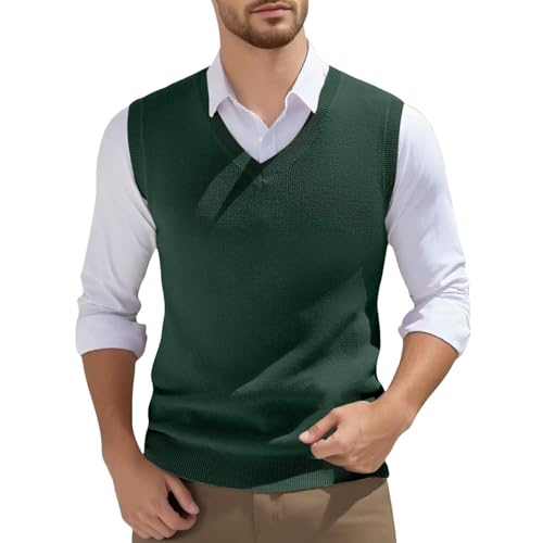 Pullunder Herren Ärmellos Strickweste V-Ausschnitt Strickweste Frühling Einfarbig Ärmellos Gestrickt Für Männer Tops Wandern Sweater Tops von Generic
