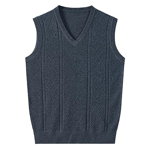Pullunder Herren Ärmellose Strickweste V-Ausschnitt Strick Pullover Weste Winter Einfarbig Sleeveless Strickpullover für Männer Lässige Feinstrick Pulloverwestee für Klassische von Generic