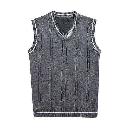 Pullunder Herren V-Ausschnitt Strickweste Ärmellose Winter Pullunder Regular Fit West ärmelloser Pullover für Männer Arbeits Pullunder Herren West Strickweste Pullunder Dick Ärmellose Slim von Generic
