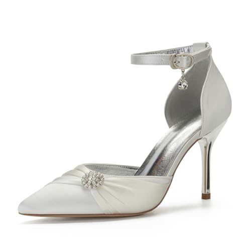 Pumps Damen Knöchelriemen Stiletto Heels 9Cm Pointed Toe Heel Schuhe Party Hochzeit Heels Brautschuhe,Elfenbein,37 EU Pumps Damen Knöchelriemen Stiletto Heels 9Cm Pointed Toe Heel Schuhe Party Hochzeit Heels Brautschuhe,Elfenbein,37 EU von Generic
