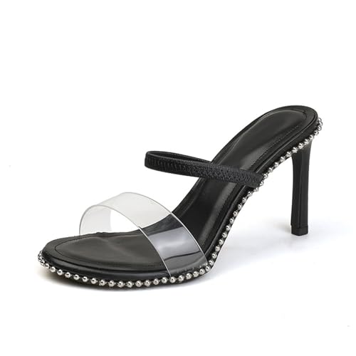 Pumps Damen Sandaletten spitz Perlenbesetzt high heels Peeptoe Stöckelabsatz Sexy Slingback Nietenbesetzt Transparenter Riemen Slip On Sommerschuhe Für Partys, Büro, Abendessen, Ausgehen, Schwarz(Blac Pumps Damen Sandaletten spitz Perlenbesetzt high heels Peeptoe Stöckelabsatz Sexy Slingback Nietenbesetzt Transparenter Riemen Slip On Sommerschuhe Für Partys, Büro, Abendessen, Ausgehen, Schwarz(Blac von Generic