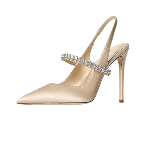 Pumps Damen Sandaletten spitz Strass Stöckelabsatz Sexy Geschlossene Kappe Rückenfrei Schnürschuhe high heels Echtleder Sommerschuhe Für Hochzeiten, Clubs, Abendveranstaltungen, Abschlussbälle, Partys von Generic