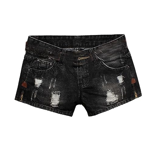 Punk Kleidung Kurze Jeanshose -Jeans mit Löchern Locker Grosse Grössen Lässig Hose Modisch Wide Leg Leicht Hosen mit Taschen Hosen Trachtenhose Punk Gothic Clothes für Frauen Frauen von Generic