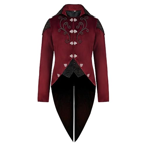 Punk Rave Herren Jacke - Herren Mittelalter Ledermantel Schwarz Zweireiher Langer Mantel Mittelalter Vintage Uniform Smoking Mantel Viktorianischen Uniformkleid Für Karneval Halloween Kostüme Herren Punk Rave Herren Jacke - Herren Mittelalter Ledermantel Schwarz Zweireiher Langer Mantel Mittelalter Vintage Uniform Smoking Mantel Viktorianischen Uniformkleid Für Karneval Halloween Kostüme Herren von Generic