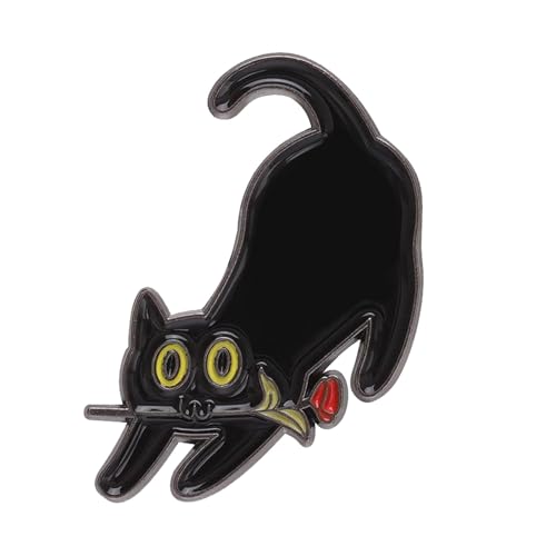 Punk-Stil Valentinstag senden Rosen schwarze Metallabzeichen Hundert mit Zubehör süße Katze Tier Corsage Taille Verschluss Knopf Pin CnJ140 (A, One Size) von Generic